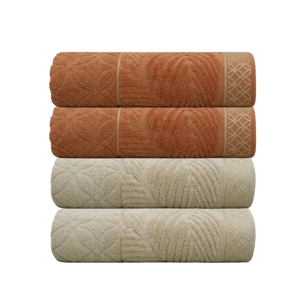 Imagem do produto Kit 4 Toalhas de Banho Nativa Appel Felpuda Alta absorção Toque Suave Macia 100% Algodão 420g/m² Laranja | Nozes