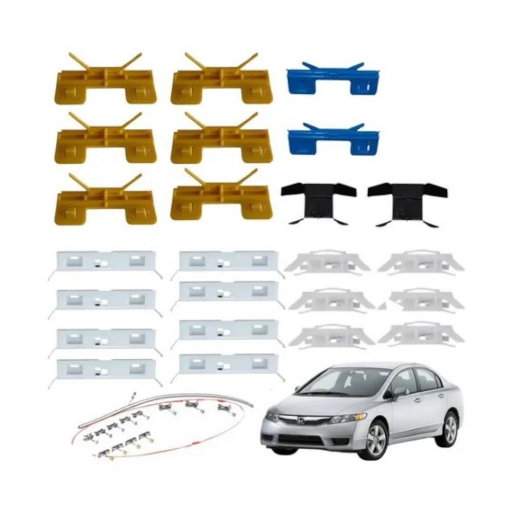 Kit Completo Presilhas Do Friso Do Teto Civic 2007/2011