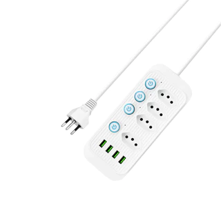 Régua Extensão 4 Tomadas Elétricas Com Interruptores Independentes 4 Usb 2500W