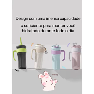 Copo Térmico com Canudo de Aço Inox 1200ml com Alça Térmica Fitness com Tampa 2 Funções em Oferta na Shopee