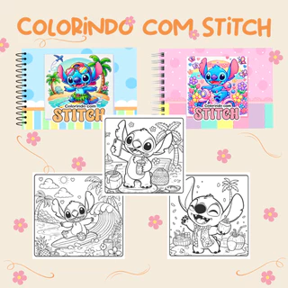 Livro de Colorir Stitch 50 Folhas De 180g Capa Dura em Oferta na Shopee
