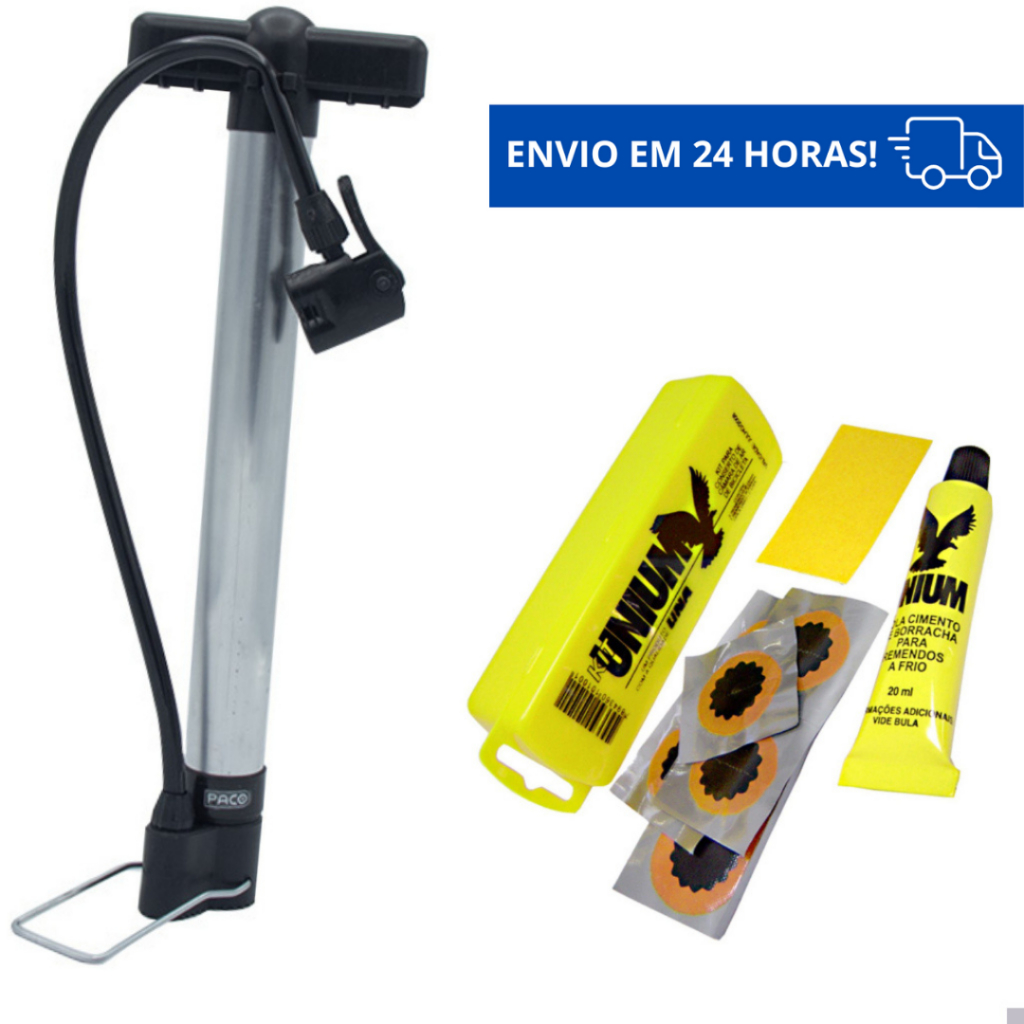 Bomba De Encher Pneu De Bike Alumínio 30cm Paco Mtb Bicicleta Estojo de Remendos Unium