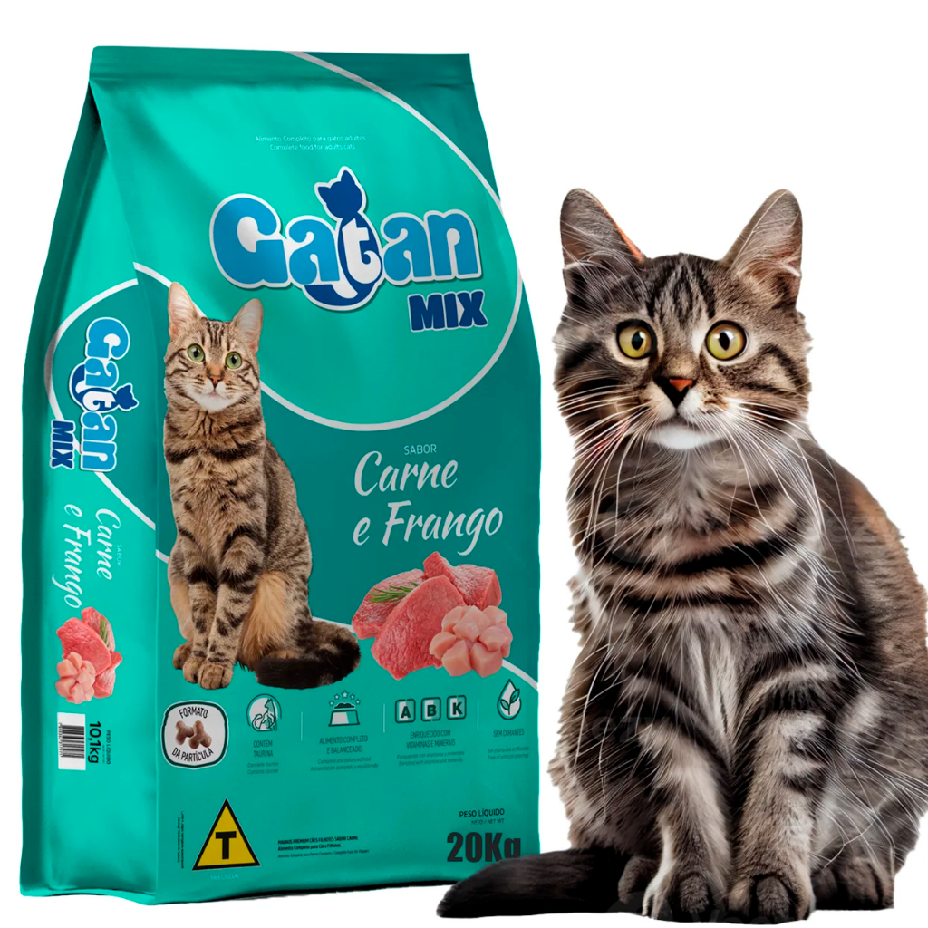 Ração Gatan Mix Gatos Adultos Carne E Frango 20 kg | Shopee Brasil