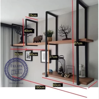 KIT PRATILHEIRA INDUSTRIAL LUX SUSPENSA , KIT PRATILHEIRA FLUTUANTE(KIT COMPLETO COM SUPORTE E PRATELEIRAS)
