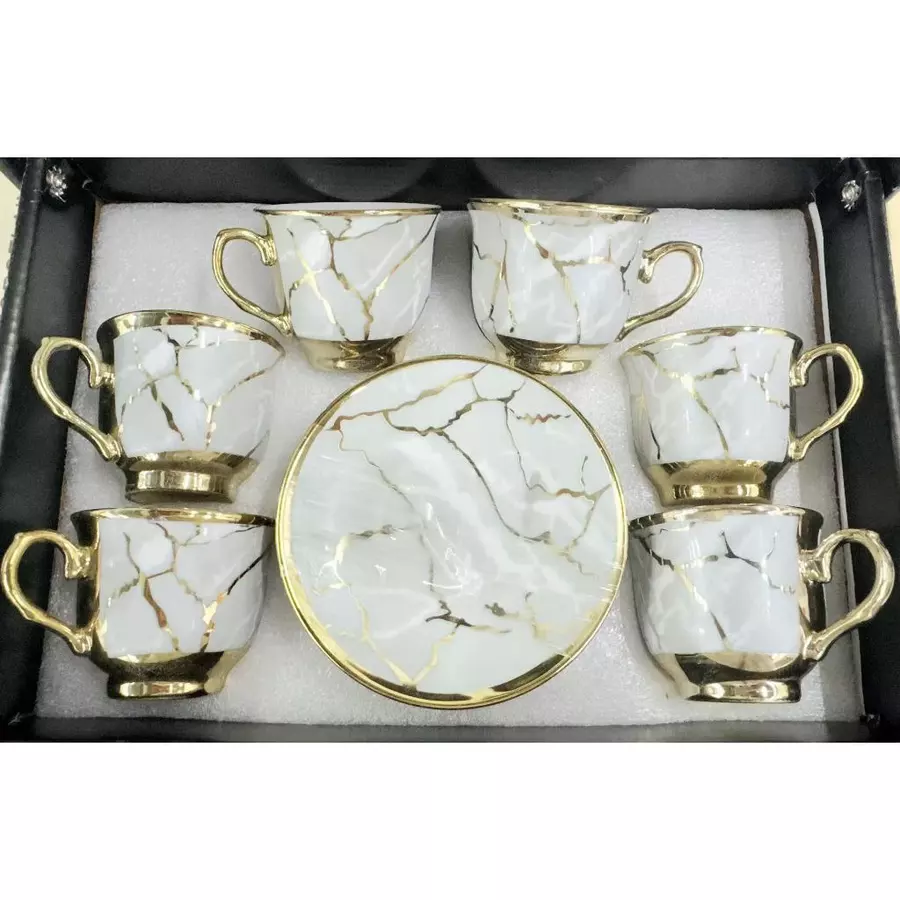Xícara de café/chá - kit com 6 conjuntos (12 peças) de Cerâmica em porcelana