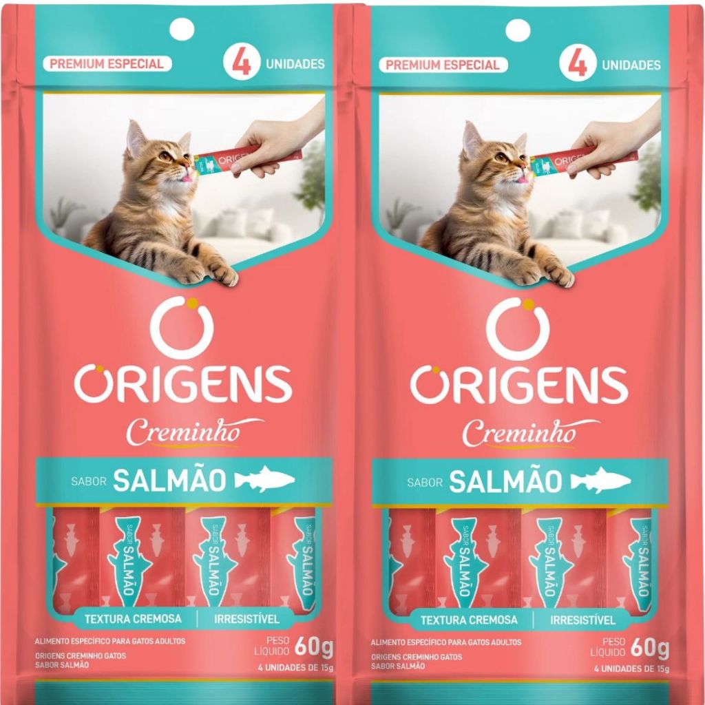 Kit 2 Petiscos Cremosos Salmão para Gatos - Sabor Irresistível | Caprioli - Vista Principal