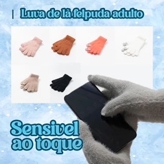 Luva de lã peluda Touch Screen Grossa Feminina  Adulto Inverno Quente Sensível FYX3057-1 em Oferta na Shopee