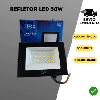Refletor LED 50W MGC– Alta Potência, Econômico e Durável |Ideal para Exterior, Segurança e Iluminação Comercial