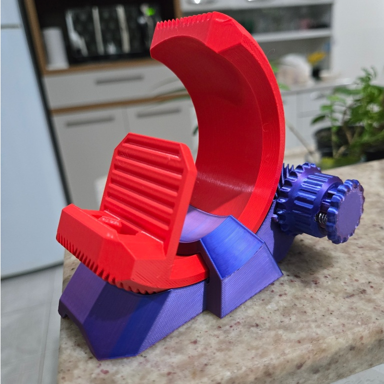 Suporte para celular ajustável com engrenagens 3D