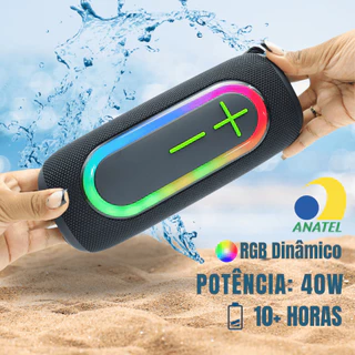 Caixa de Som Bluetooth 40W KIMASTER K520 ANATEL IPX6 TWS RGB LED Alto Falante Subwoofer Portátil FM em Oferta na Shopee
