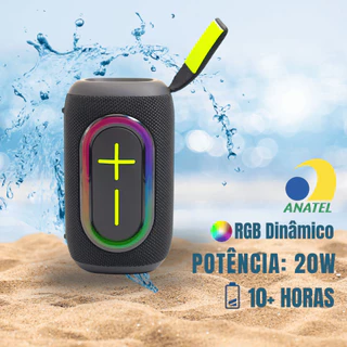 Caixa de Som Bluetooth Portátil Pequena 20W RGB K510 ANATEL IPX6 Alto Falante Subwoofer FM KIMASTER em Oferta na Shopee