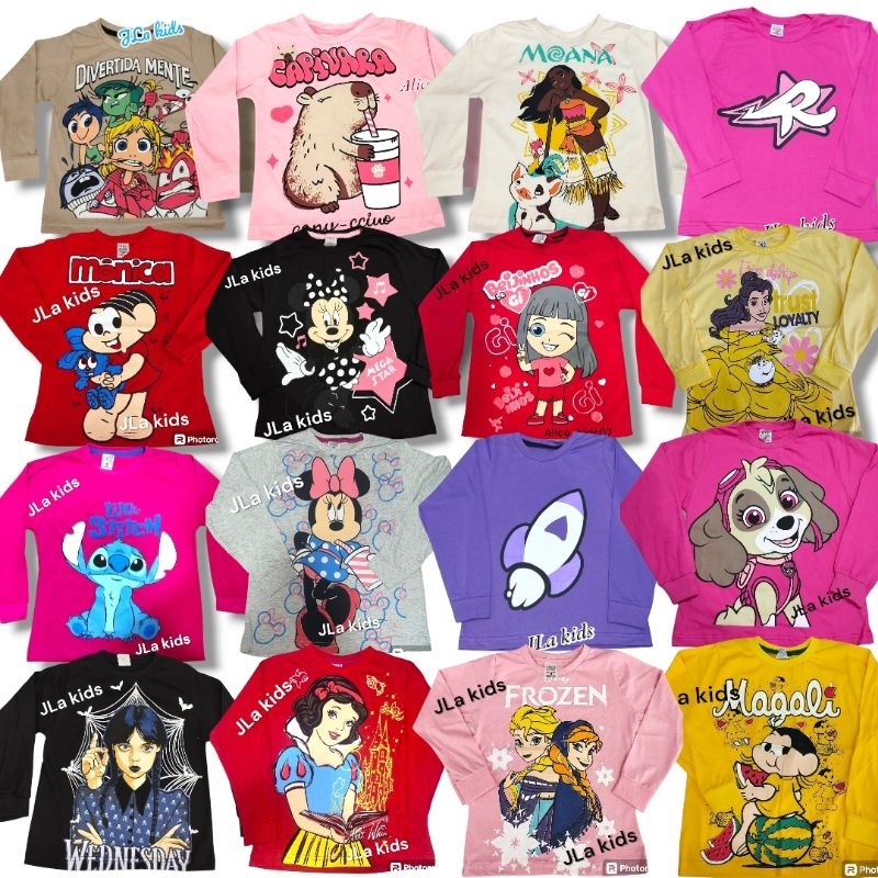 Kit 5 Camisetas Meninas MISS POPULAR - Estampas Unicórnio Panda