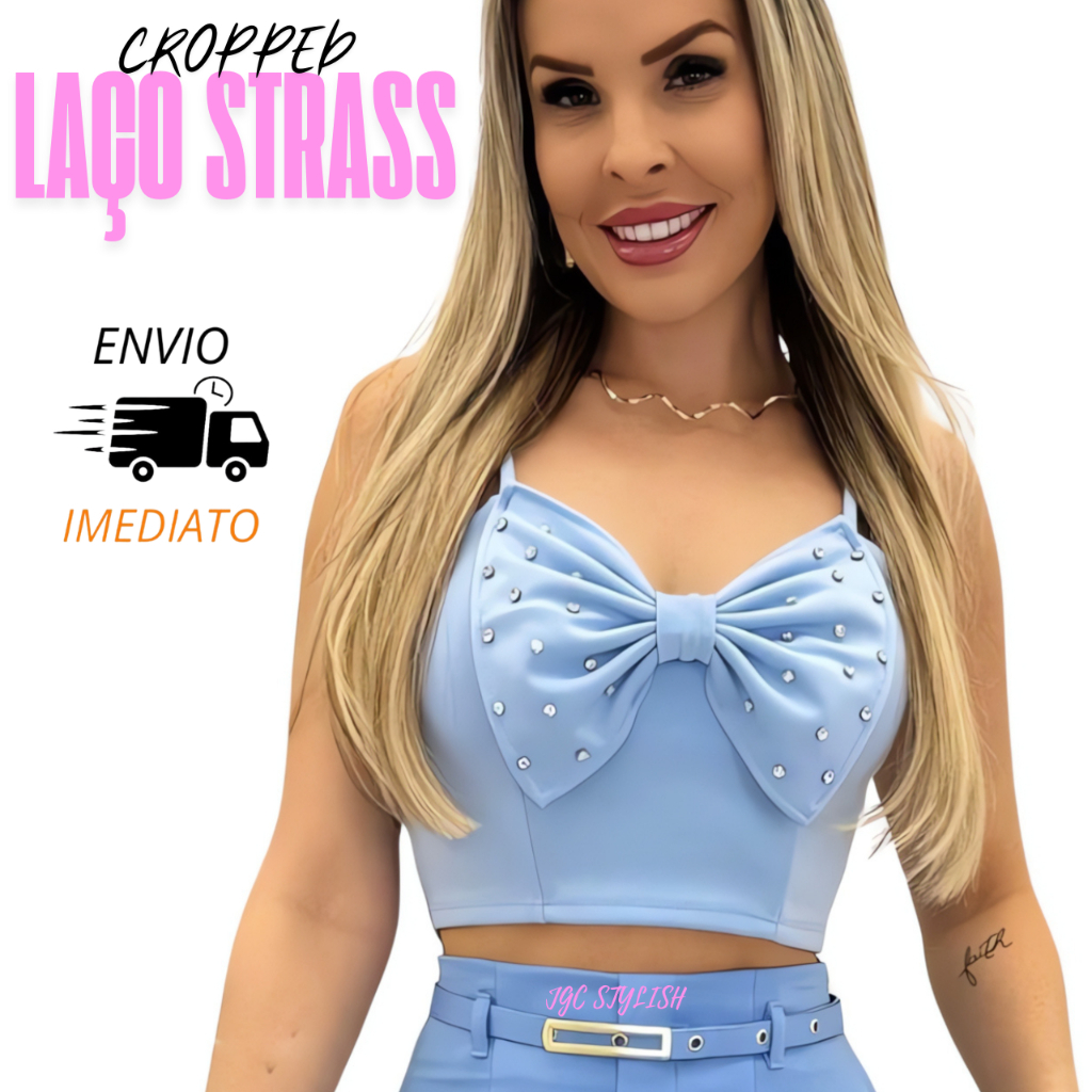 Cropped Blusa Laço Strass Brilho Pedraria Croped Paty Nordestina Balada ...