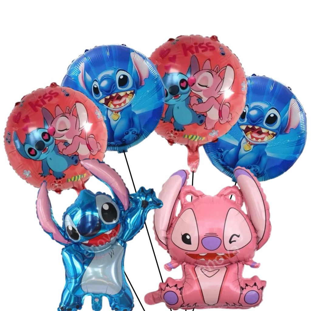 Kit 6 Balões Metalizado Stitch e Angel Balão Festa Decoração Enfeite ...