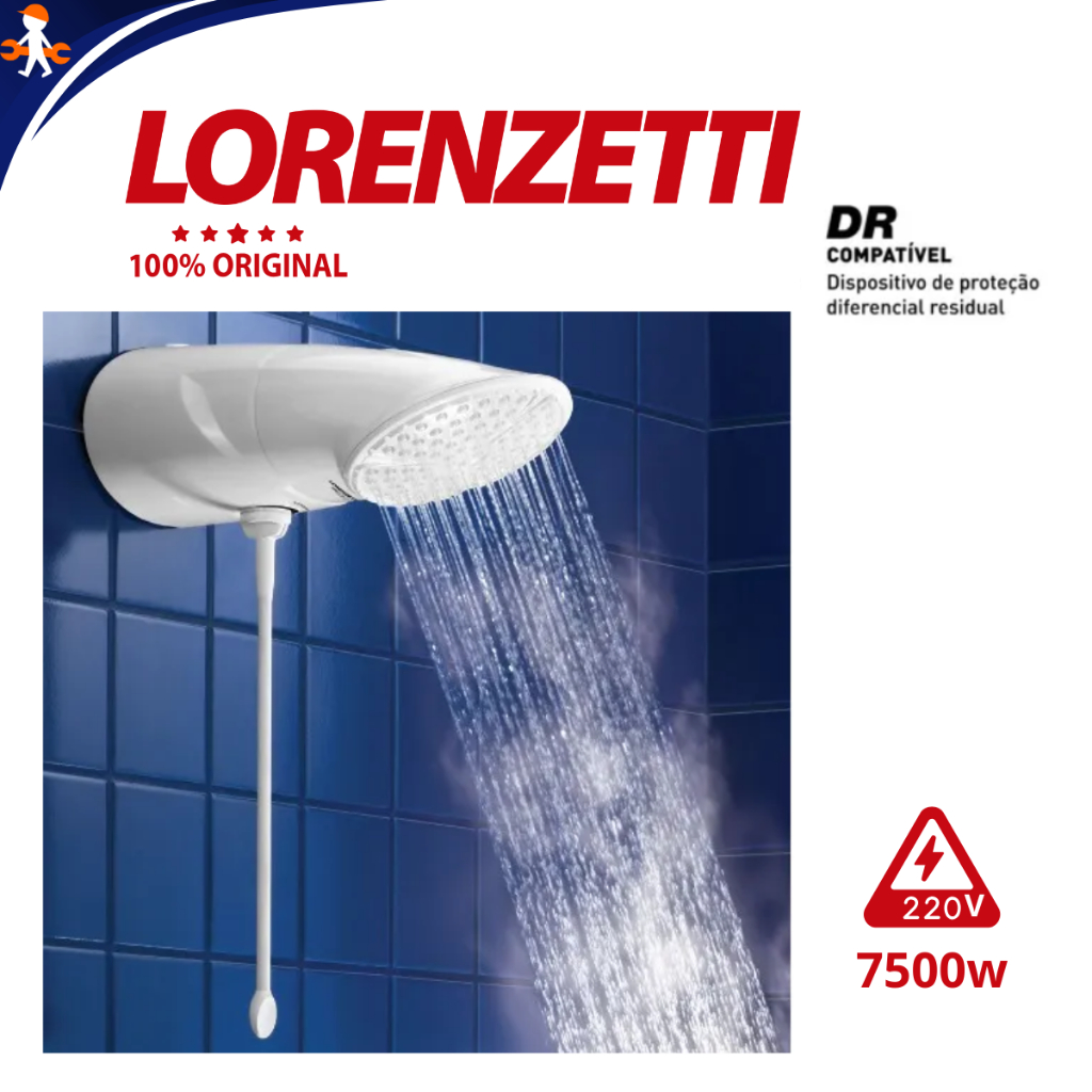 Chuveiro Top Jet Multitemperaturas 7500w 220v Lorenzetti "Mais Conforto ...