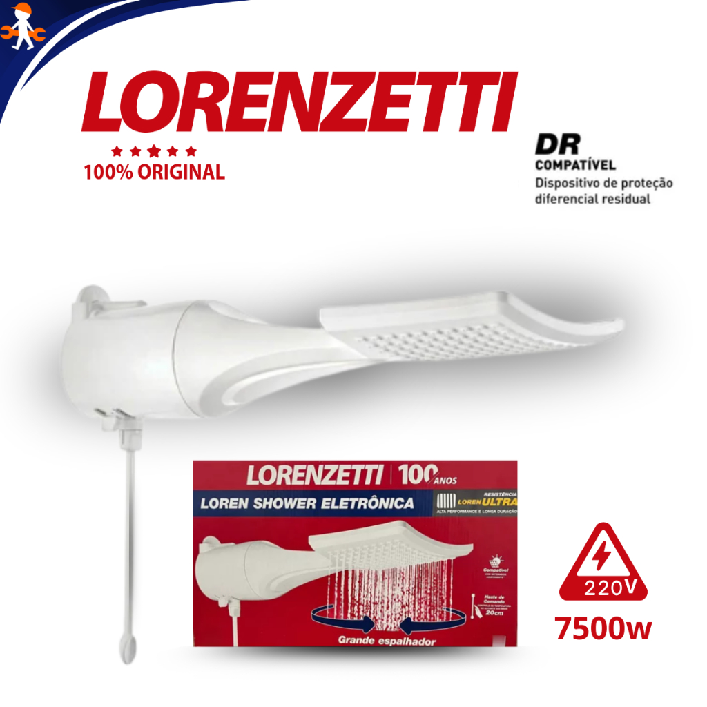 Chuveiro Loren Shower Eletrônico 7500w 220v Lorenzetti "Mais Conforto ...