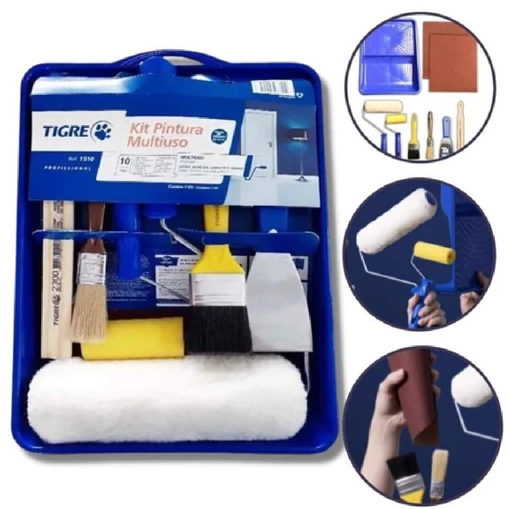 Kit Pintura Multiuso Com 10 Peças Profissional P/Pintar Tetos e Paredes {1510} - Tigre