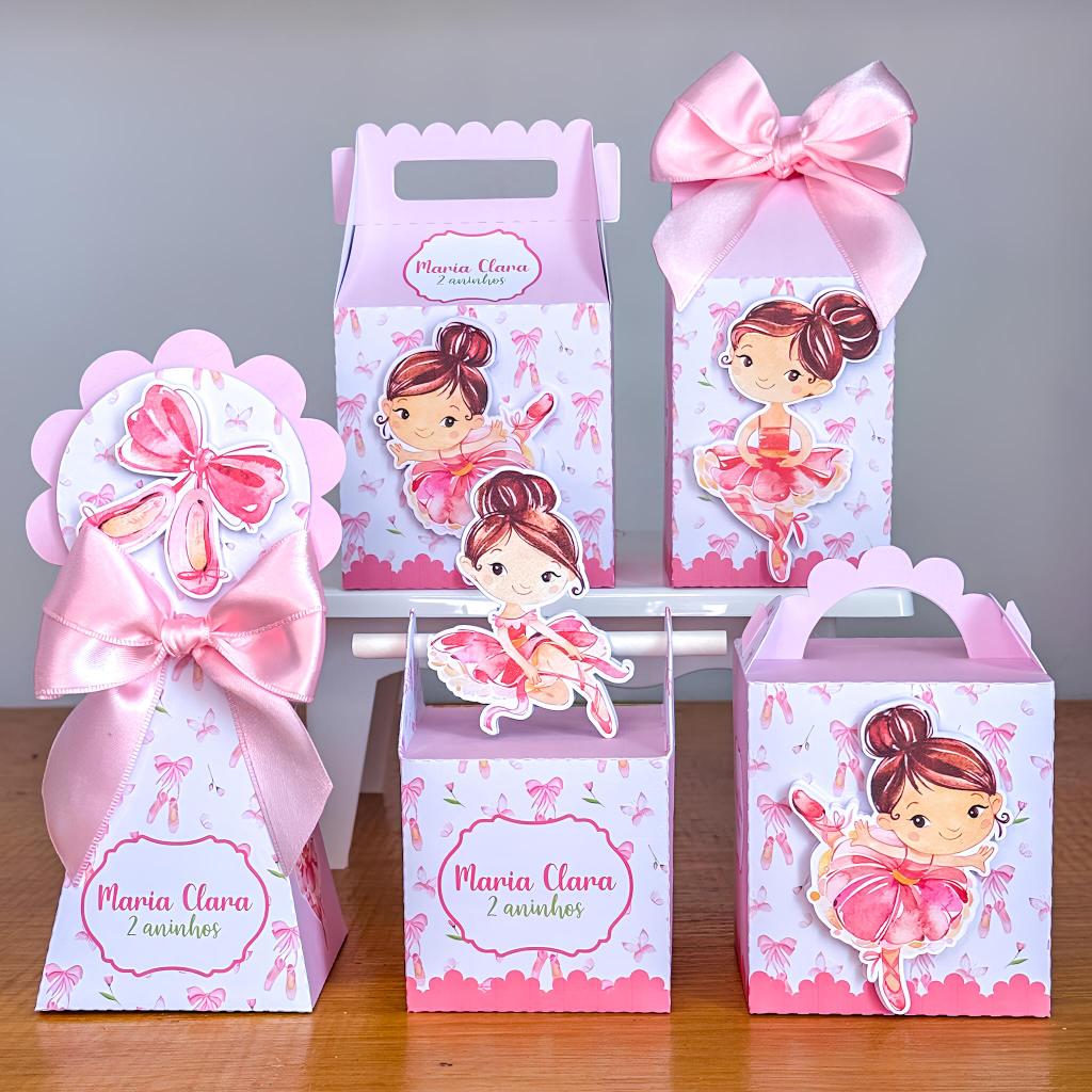 Kit Festa Personalizados BAILARINA Lembrancinhas Caixinhas de Aniversário para Festa