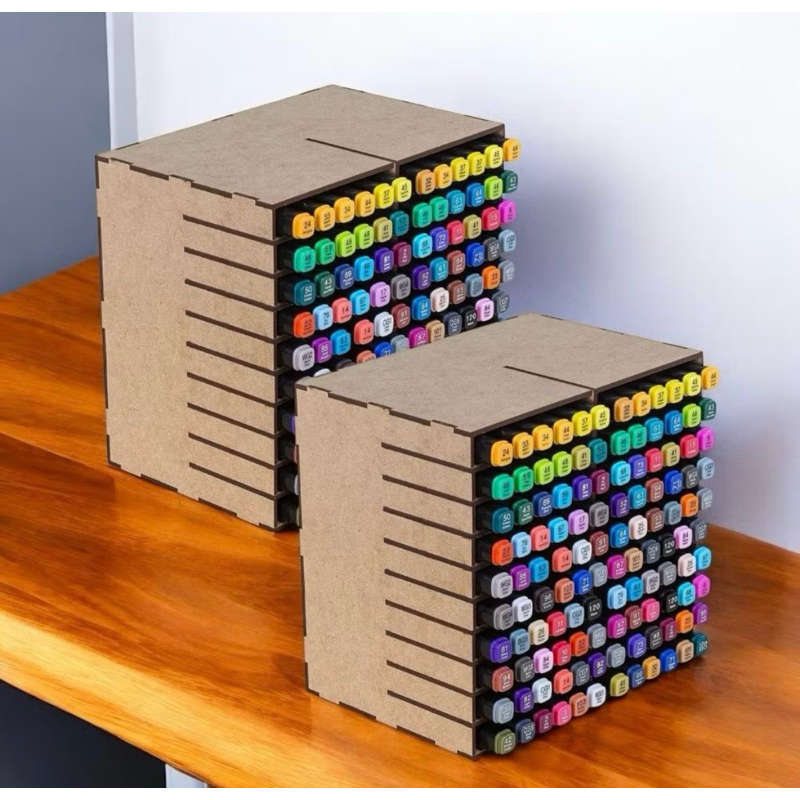 Suporte Organizador P/ Caneta Touch Marcadores Caixa Organizadora Nicho Em MDF 120 Cores