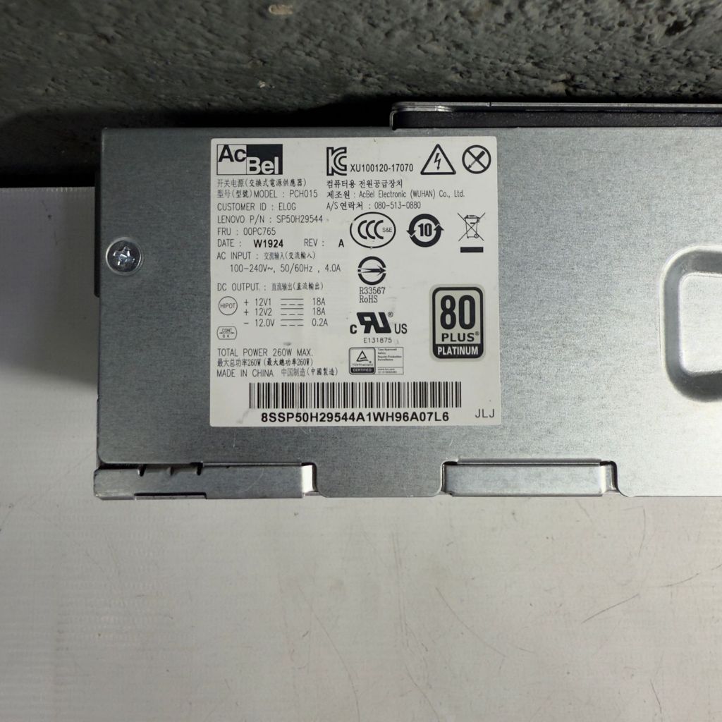 Fonte Acbel Modelo: Pch015 260w 10p Lenovo Thinkcentre M900