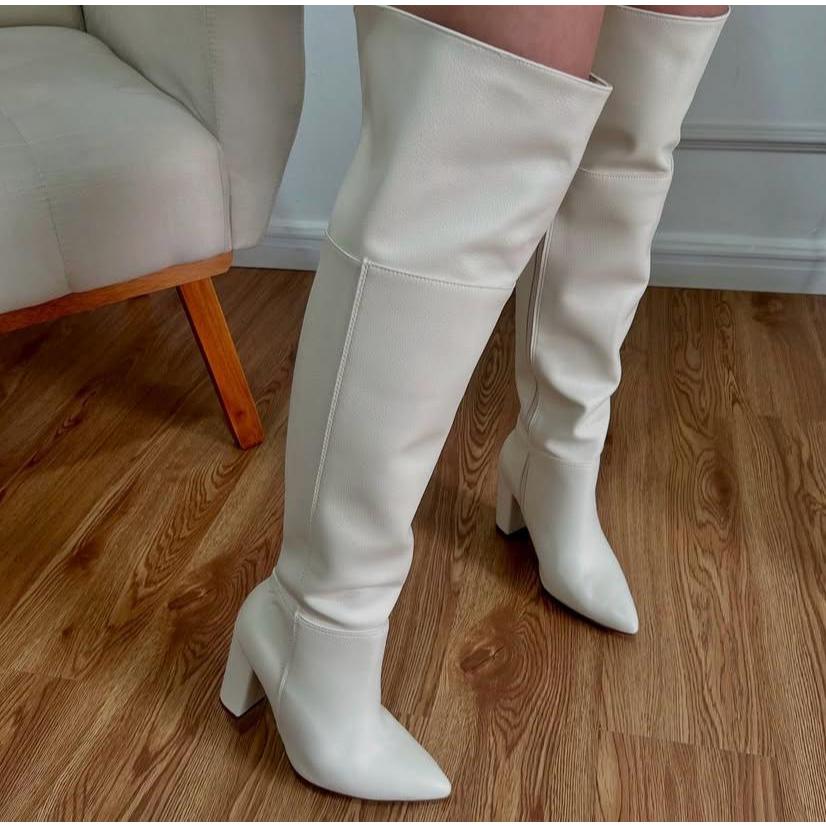 Bota Feminina Cano Longo Branco Off Vizzano 3105103 | Shopee Brasil
