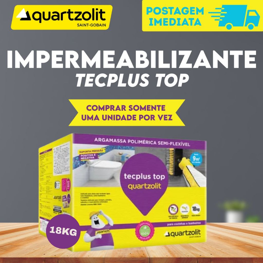 Impermeabilizante Tecplus Top 18kg Quartzolit Massa Polímérica Cozinhas e Banheiros