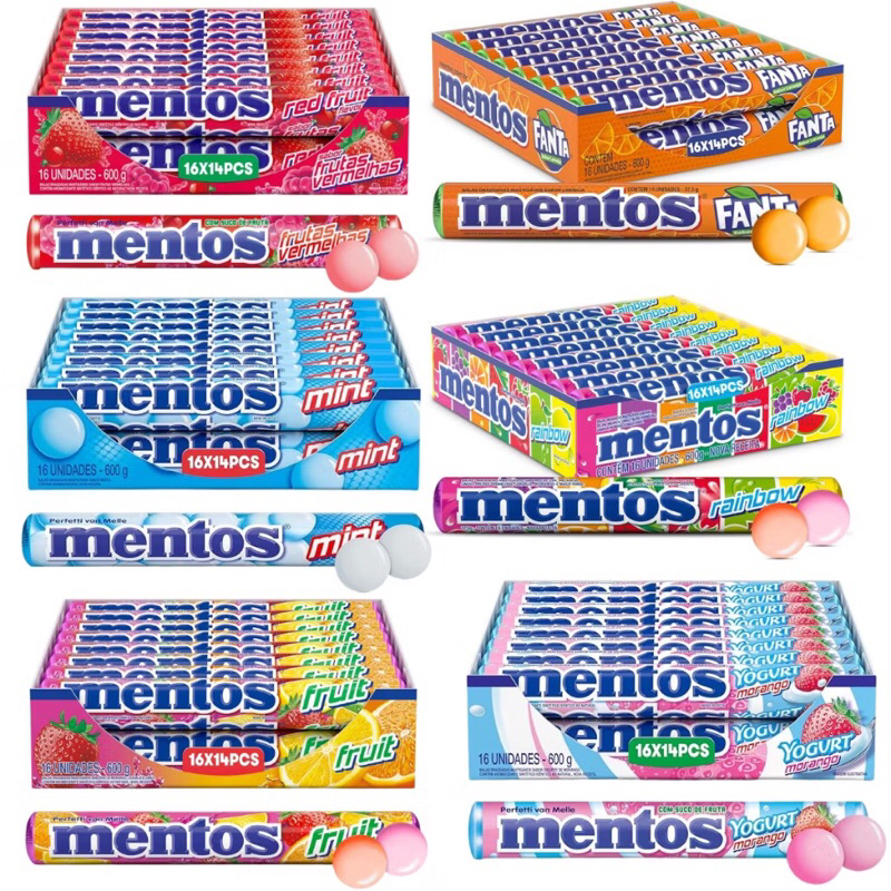 Mentos Drops stick 16 unidades - Bala mastigável 600g- Escolha seh ...