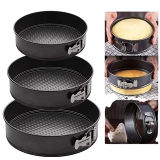 Assadeira Redonda Kit 3 Formas 24 ,26, 28cm Com Fundo Removível Antiaderente Bolos Tortas