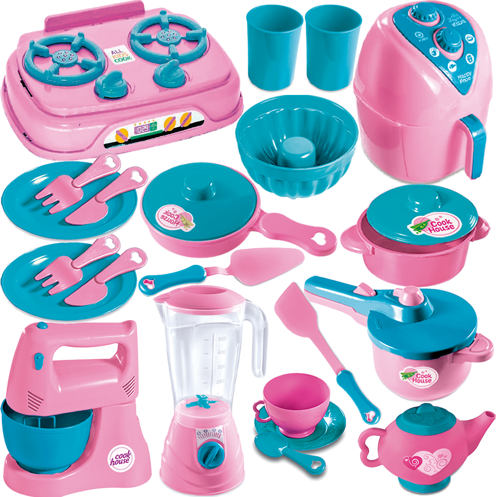 KIT DE COZINHA INFANTIL COM 9 BRINQUEDOS COMPLETO FAZ DE CONTA MENINA ...