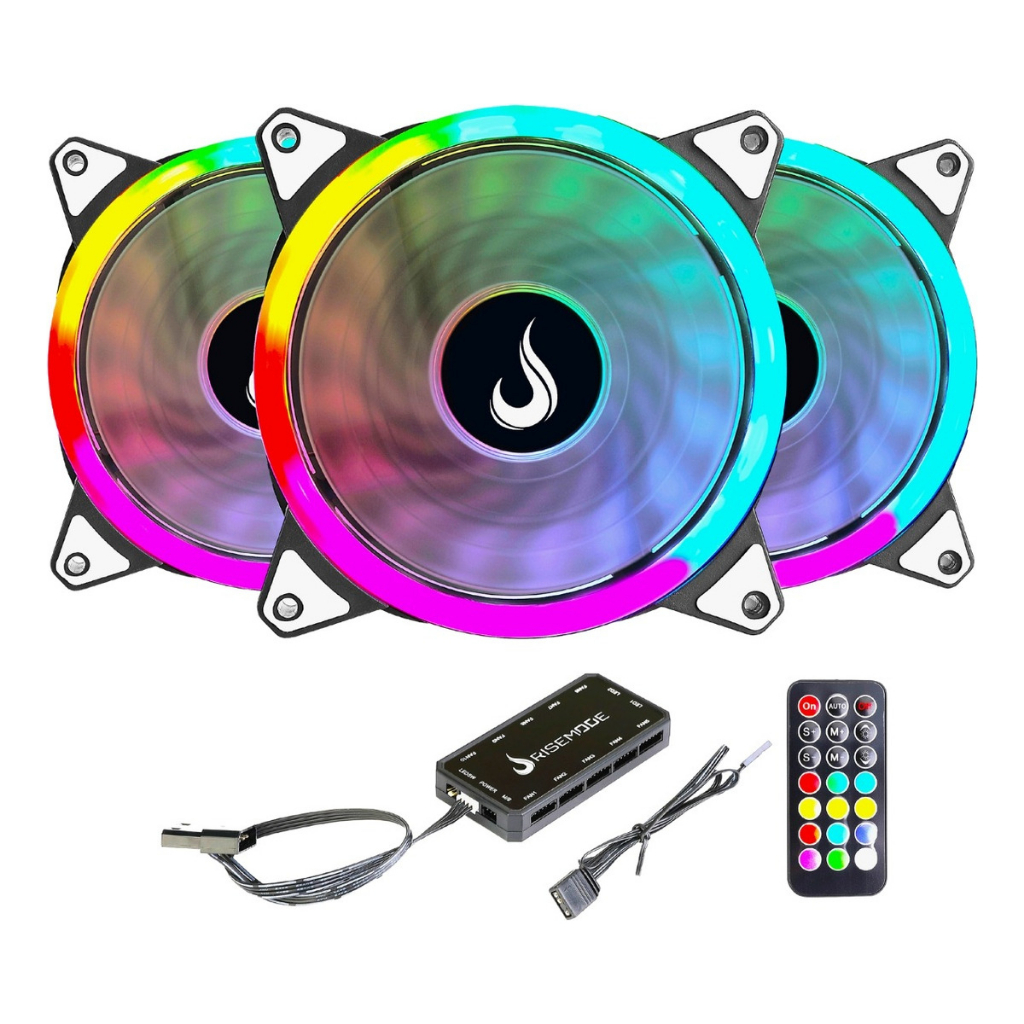 Kit 3 Fans Gamer | Rise Mode | Energy Argb | 120mm