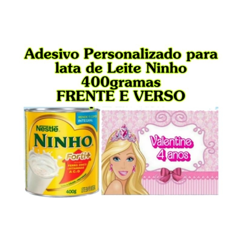 Adesivo personalizado para lata de leite ninho 16×11 (FRENTE e VERSO ...