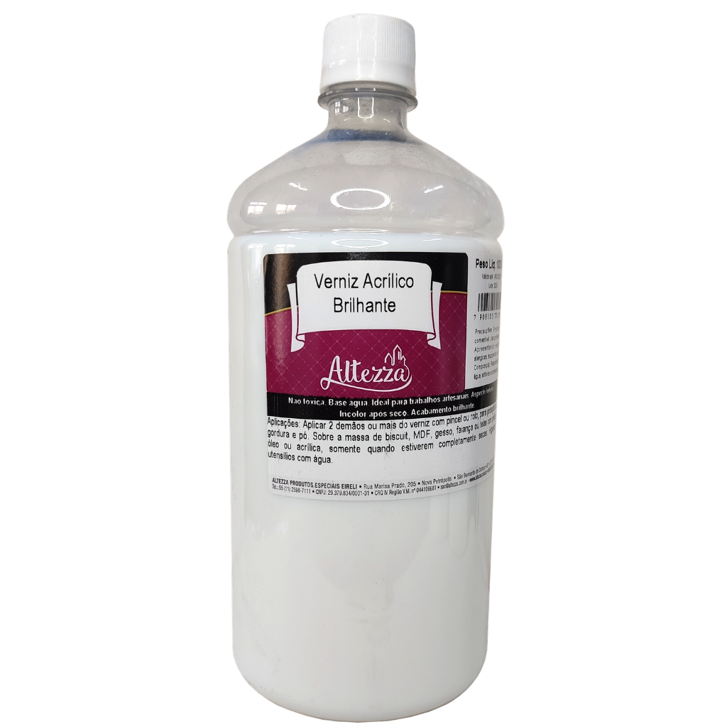 Verniz Acrílico Brilhante Concentrado 1000ml uso Artístico Profissional Shaker Box