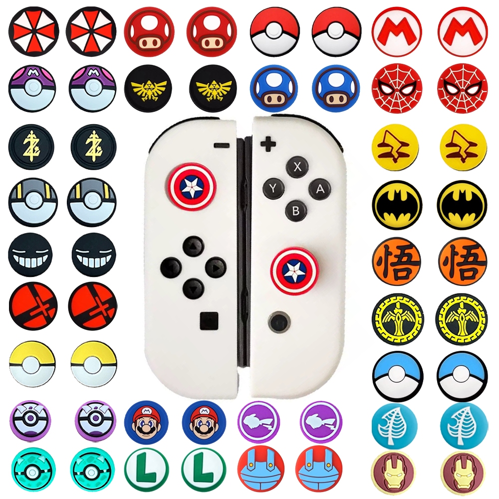 (B) Par thumb grip capa analogico joycon nintendo switch lite ou padrão borrachinha Joy con
