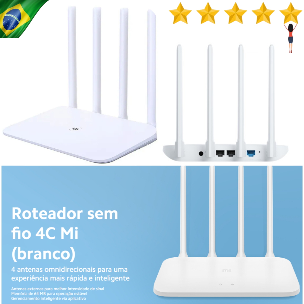 Roteador Repetidor Wi fi Wireless Xiaomi Mi Router 4C 300 MBPs Branco ...