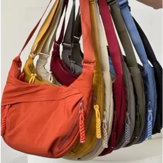 Bolsa de ombro feminina, bolsa de ombro de tecido macio, cor sólida, estilo casual de estudante, bolsa de ombro feminina