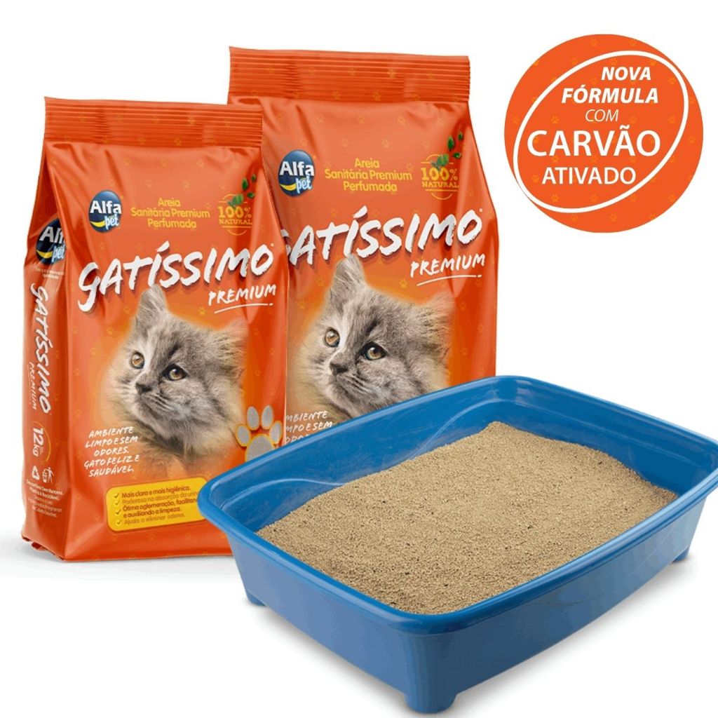 Areia Sanitária Higiênica Para Gatos Gatíssimo Anti Odor Pacote de 12kg ...