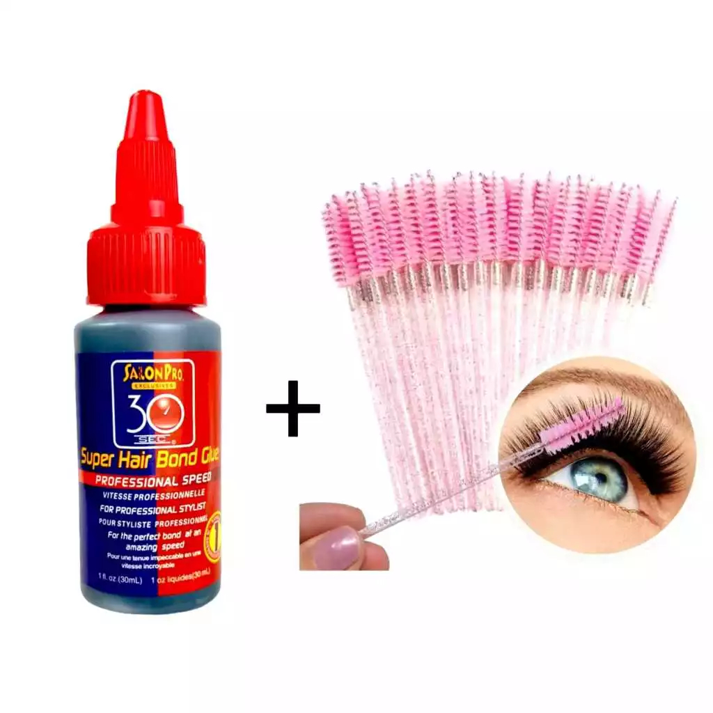 Kit Cola para Extensão de Cílios 30 Sec Salon Pro 30ml + 50 Escovinhas ...