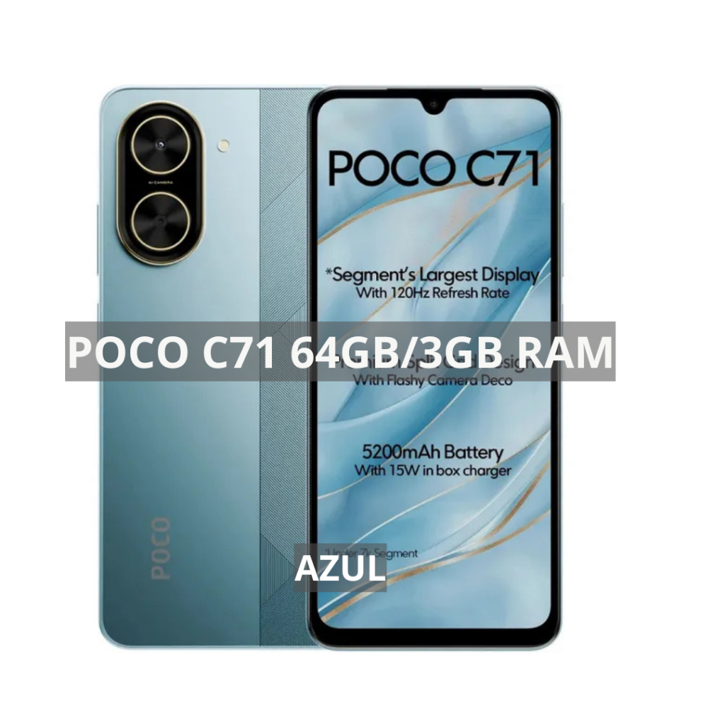 Xiaomi Poco C71 4G 128GB/4 ou 64GB/3GB RAM, Câmera 32 MP