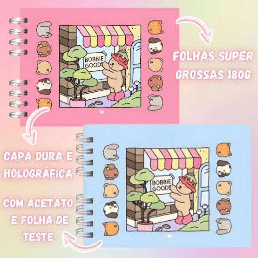 Kit 2 Livros de Colorir Bobbie Goods Capa Dura, Caderno de Desenho com ...