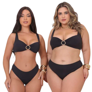 Biquini Sustentação Decote Banhado Ouro Malha Poliamida Confort AppleSmell em Oferta na Shopee