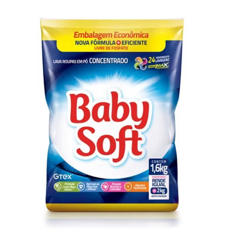 Sabão em pó Lava Roupas Pó Baby Soft Concentrado 1,6KG - Sabão em pó de ...