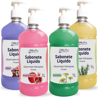 Sabonete Liquido 1 Litro - 2 unidades C/ Hidratante + Válvula Pump - Erva Doce, Romã Com Maçã, Alecrim, Floral