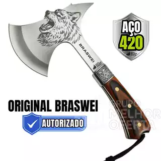 Machado Lobo Alpha Aço Inoxidável 420 Machadinha Camping Sobrevivência Caça com Bainha