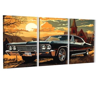 Quadro decorativo Chevrolet impala supernatural irmaos winchester 8 bit arte antiga sala quarto e escritório decoração