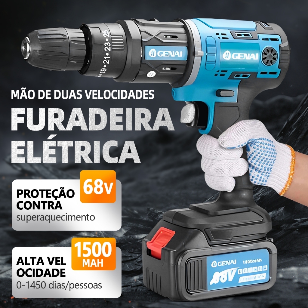 L BUILDセット Genai】68V 5 em 1 Kit Multifuncional-Intercambiável Furadeira