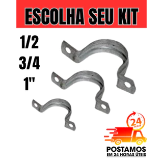 Abraçadeira Tipo U em Metal Para Tubos (Medidas 1/2 - 3/4 - 1") até 50 UNIDADES.