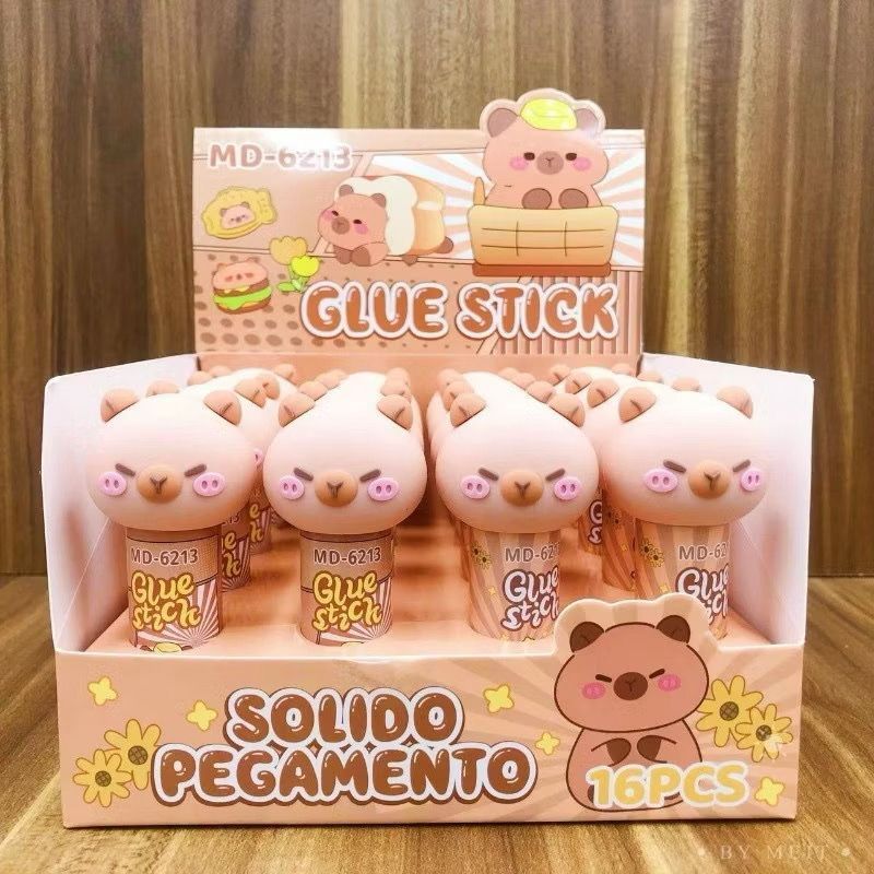 Cola Escolar em Bastão Cabeça Capivara Marrom Glue Stick (MD-6213 ...