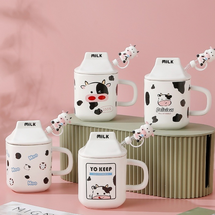 Caneca divertida de cerâmica 330ML Copo de Cerâmica + Tampa de Cerâmica + Canudo de Vidro Boneca | Shopee Brasil