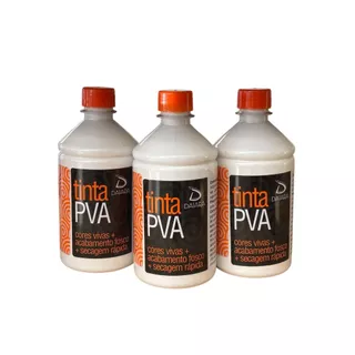 Tinta PVA 500ML - DAIARA - Para MDF Papelão Madeira Acabamento Fosco BRANCO/PRETO