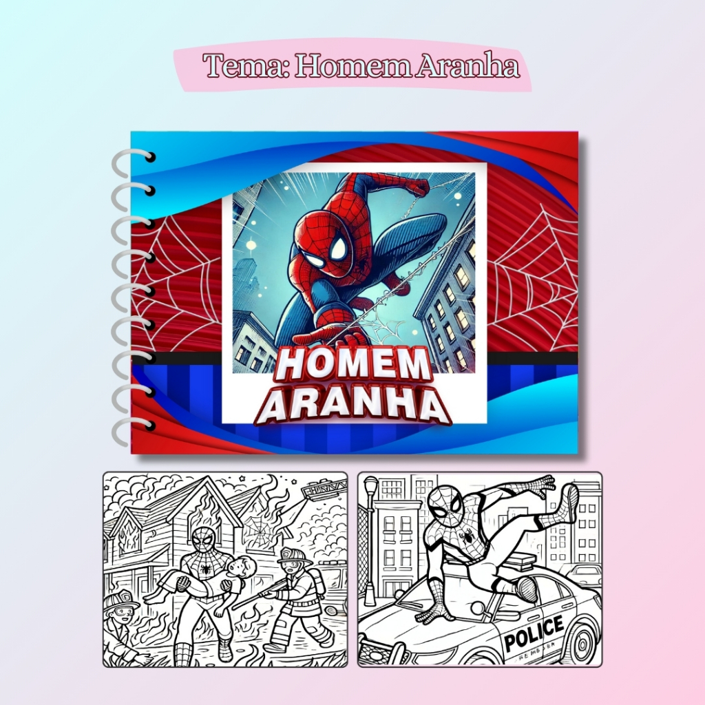 Livro de Colorir 50 Desenhos Homem Aranha estilo Bobbie Goods Caderno ...
